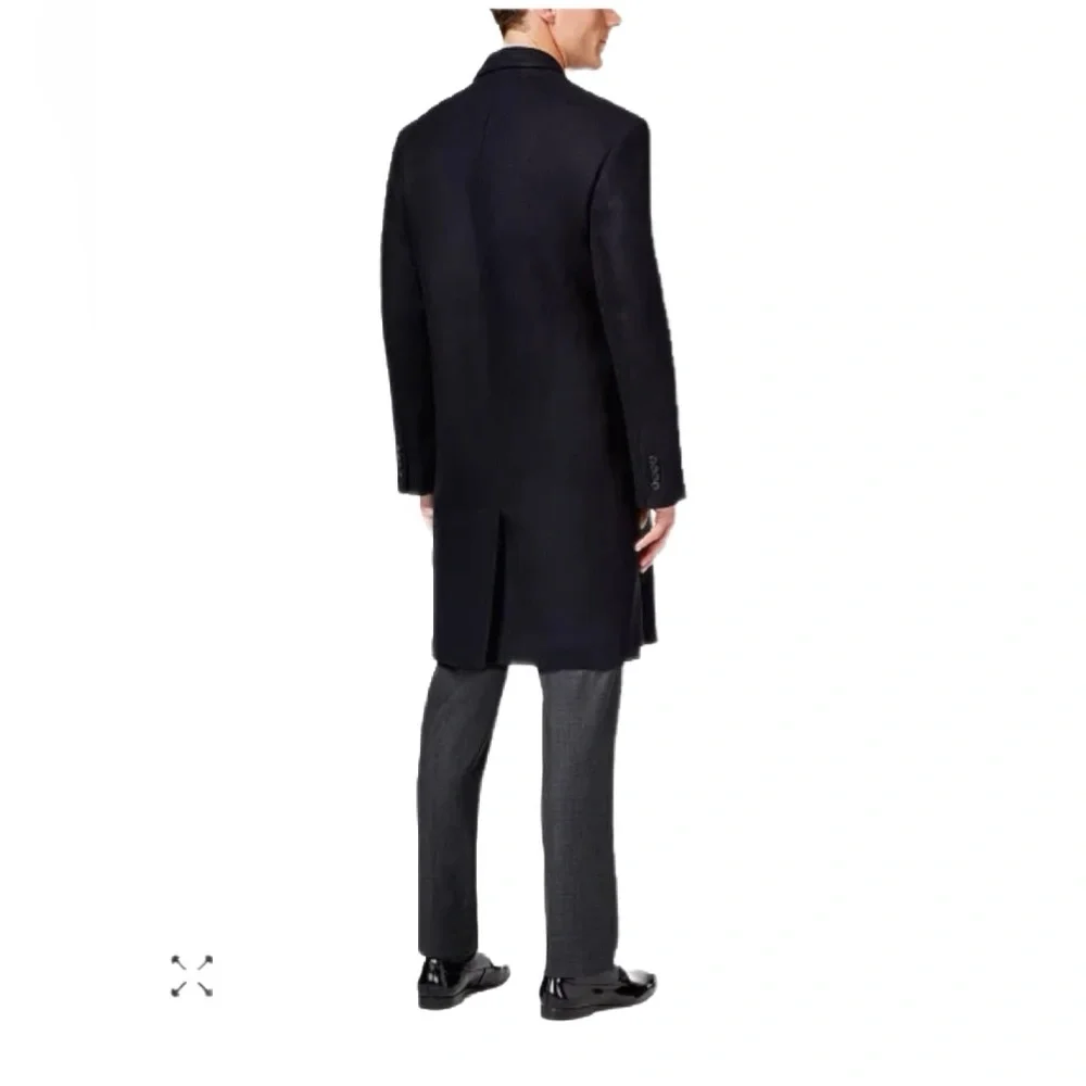 London Fog Men's Classic Dark Charcoal Wool Blend Over Coat 46L NWT